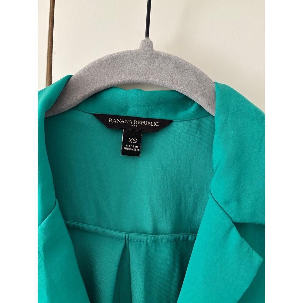 Banana Republic Green Button Front Long Sleeve Blouse Women’s XS Career Shirt - Picture 4 of 10